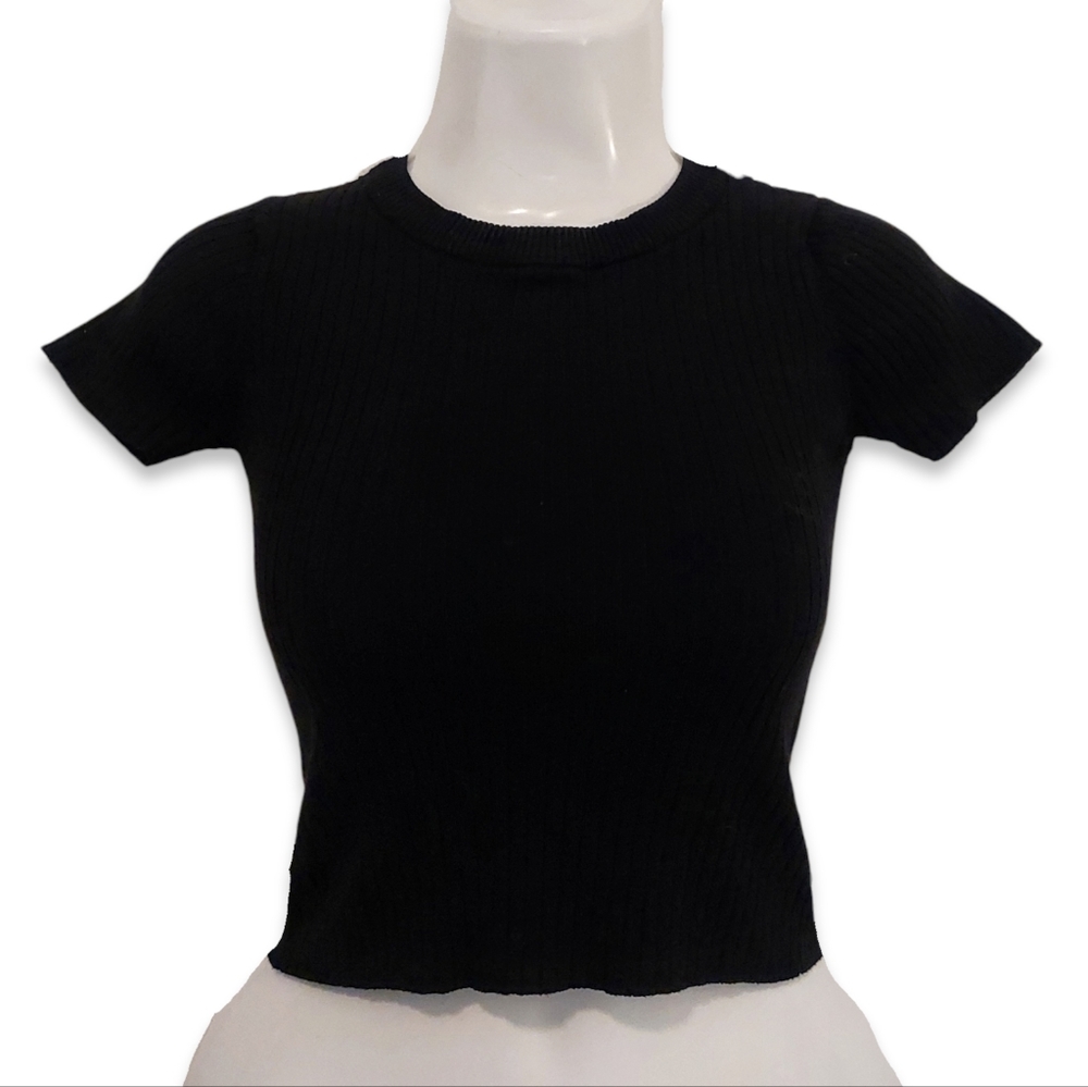 Better Be - Ribbed Black Crop Top Size S